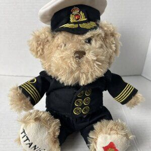 Titanic 1912 Captain Plush Bear Toy 10″ White Star Line Officer Vintage